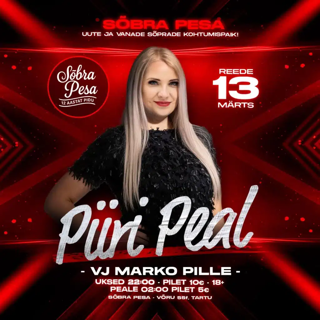 Piiri Peal @ Sõbra Pesa – 13. märts | VJ Marko Pille Piiri Peal pidu Sõbra Pesa klubis Tartus 13. märtsil, VJ Marko Pille, uksed 22:00